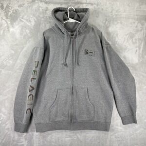 Pelagic Hoodie men's XL Full Zip Sweatshirt Camo Graphic Outdoor Fishing Fleece